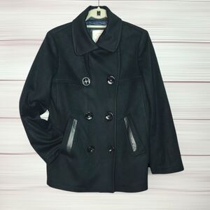 Paul & Shark Black Peacoat Women’s Double Breasted Wool Cashmere Italy sz 44 US8